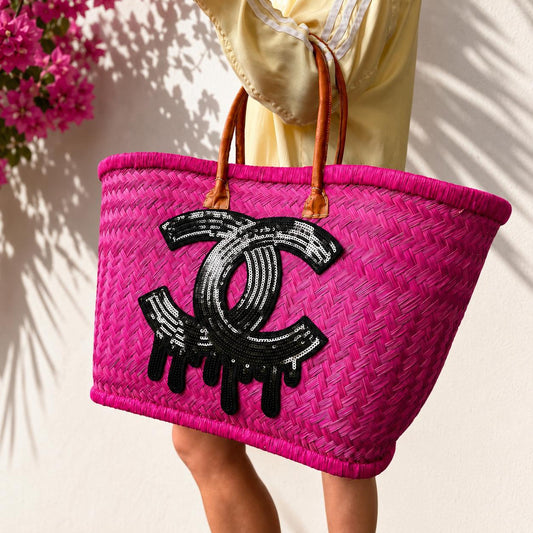 WOVEN SHOPPER XL - FUCHSIA